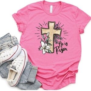 Love faith, he is risen short sleeve T-shirt 3X pink NWT